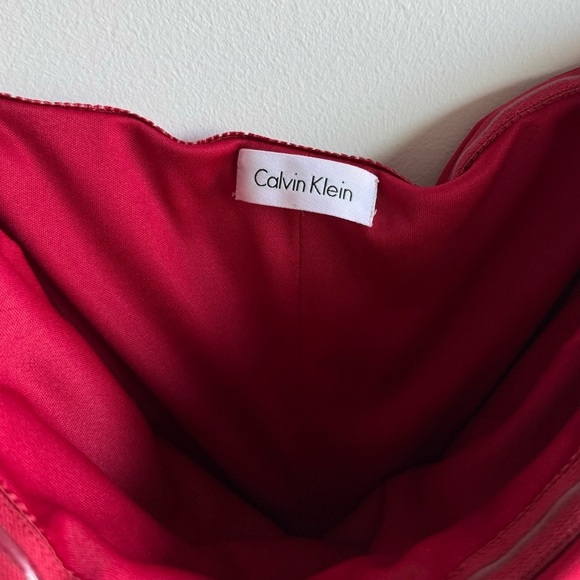 Calvin Klein Vintage Red Drape Strapless Evening Dress Size 12 - Picture 5 of 10
